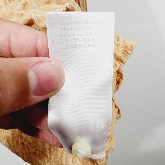 Everlane The Button Smock Top in Neutral Tan Button Front Stretch Womens Size 12 - Picture 10 of 15